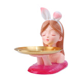 Maxbell Nordic Girl Figurine Storage Tray Statue Sculpture for Decoration Ornaments Pink