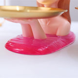Maxbell Nordic Girl Figurine Storage Tray Statue Sculpture for Decoration Ornaments Pink