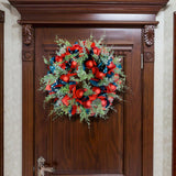 Maxbell 50cm Christmas Flower Wreath Wall Hanging Garland for Holiday Office Garden Red