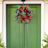 Maxbell 50cm Christmas Flower Wreath Wall Hanging Garland for Holiday Office Garden Red