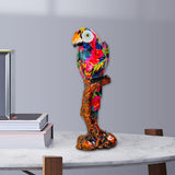 Maxbell Graffiti Parrot Statue Bird Sculpture Resin Craft for Living Room Decoration