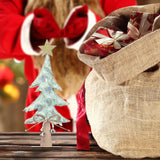 Maxbell 8.66" H Wooden Christmas Tree Table Decoration for Window Desktop Xmas Green