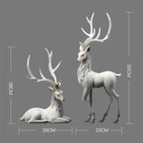 Maxbell Creative Reindeer Ornament Figurine Craft Elk Sculpture Bedroom Desk Grey Lying