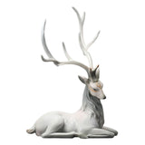 Maxbell Creative Reindeer Ornament Figurine Craft Elk Sculpture Bedroom Desk Grey Lying