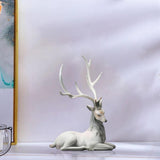Maxbell Creative Reindeer Ornament Figurine Craft Elk Sculpture Bedroom Desk Grey Lying