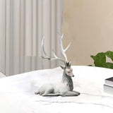 Maxbell Creative Reindeer Ornament Figurine Craft Elk Sculpture Bedroom Desk Grey Lying