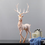 Maxbell Creative Reindeer Ornament Figurine Craft Elk Sculpture Bedroom Desk Pink Standing
