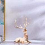 Maxbell Creative Reindeer Ornament Figurine Craft Elk Sculpture Bedroom Desk Pink Lying