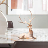 Maxbell Creative Reindeer Ornament Figurine Craft Elk Sculpture Bedroom Desk Pink Lying