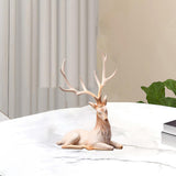 Maxbell Creative Reindeer Ornament Figurine Craft Elk Sculpture Bedroom Desk Pink Lying