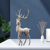 Maxbell Creative Reindeer Ornament Figurine Craft Elk Sculpture Bedroom Desk Gold Antler Standing