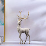 Maxbell Creative Reindeer Ornament Figurine Craft Elk Sculpture Bedroom Desk Gold Antler Standing