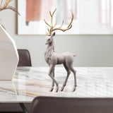Maxbell Creative Reindeer Ornament Figurine Craft Elk Sculpture Bedroom Desk Gold Antler Standing