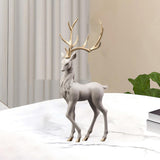 Maxbell Creative Reindeer Ornament Figurine Craft Elk Sculpture Bedroom Desk Gold Antler Standing