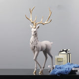 Maxbell Creative Reindeer Ornament Figurine Craft Elk Sculpture Bedroom Desk Gold Antler Standing