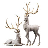 Maxbell Creative Reindeer Ornament Figurine Craft Elk Sculpture Bedroom Desk Gold Antler Lying