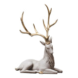 Maxbell Creative Reindeer Ornament Figurine Craft Elk Sculpture Bedroom Desk Gold Antler Lying