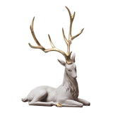 Maxbell Creative Reindeer Ornament Figurine Craft Elk Sculpture Bedroom Desk Gold Antler Lying