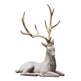 Maxbell Creative Reindeer Ornament Figurine Craft Elk Sculpture Bedroom Desk Gold Antler Lying