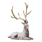 Maxbell Creative Reindeer Ornament Figurine Craft Elk Sculpture Bedroom Desk Gold Antler Lying