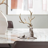 Maxbell Creative Reindeer Ornament Figurine Craft Elk Sculpture Bedroom Desk Gold Antler Lying