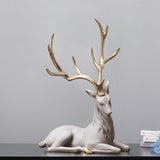 Maxbell Creative Reindeer Ornament Figurine Craft Elk Sculpture Bedroom Desk Gold Antler Lying