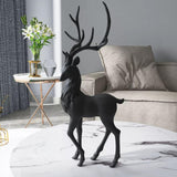 Maxbell Creative Reindeer Ornament Figurine Craft Elk Sculpture Bedroom Desk Black Standing