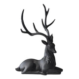 Maxbell Creative Reindeer Ornament Figurine Craft Elk Sculpture Bedroom Desk Black Lying