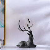 Maxbell Creative Reindeer Ornament Figurine Craft Elk Sculpture Bedroom Desk Black Lying