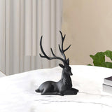 Maxbell Creative Reindeer Ornament Figurine Craft Elk Sculpture Bedroom Desk Black Lying