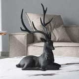 Maxbell Creative Reindeer Ornament Figurine Craft Elk Sculpture Bedroom Desk Black Lying