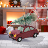 Maxbell Mini Resin Christmas Tree Ornaments Car Pendant Figurines Decor Miniature 8cmx3.5cmx6.5cm Red