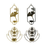 Maxbell Iron Wall Mounted Candle Holder Candlestick Holder Home Decor Golden Ginkgo