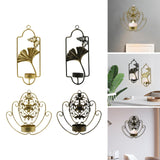 Maxbell Iron Wall Mounted Candle Holder Candlestick Holder Home Decor Golden Ginkgo
