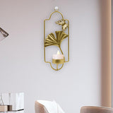 Maxbell Iron Wall Mounted Candle Holder Candlestick Holder Home Decor Golden Ginkgo