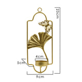 Maxbell Iron Wall Mounted Candle Holder Candlestick Holder Home Decor Golden Ginkgo