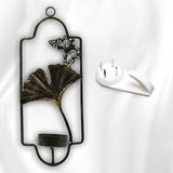 Maxbell Iron Wall Mounted Candle Holder Candlestick Holder Home Decor Black Ginkgo