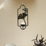 Maxbell Iron Wall Mounted Candle Holder Candlestick Holder Home Decor Black Ginkgo