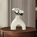Maxbell Modern Flower Vase Creative Decorative Ceramic Vase for Party Desk Home Beige Small