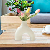 Maxbell Modern Flower Vase Creative Decorative Ceramic Vase for Party Desk Home Beige Medium