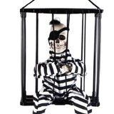 Maxbell Screaming Animated Decorations Halloween Scary Talking Skull Cage Prisoner One-eyed Cage Specter
