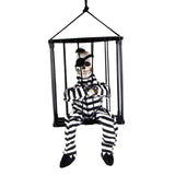 Maxbell Screaming Animated Decorations Halloween Scary Talking Skull Cage Prisoner One-eyed Cage Specter