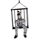 Maxbell Screaming Animated Decorations Halloween Scary Talking Skull Cage Prisoner One-eyed Cage Specter