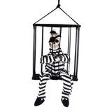 Maxbell Screaming Animated Decorations Halloween Scary Talking Skull Cage Prisoner One-eyed Cage Specter