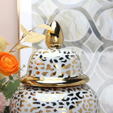 Maxbell Leopard Print Ginger Jar Glazed for Home Living Room Floral Arrangement