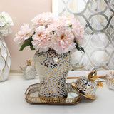 Maxbell Leopard Print Ginger Jar Glazed for Home Living Room Floral Arrangement