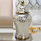 Maxbell Leopard Print Ginger Jar Glazed for Home Living Room Floral Arrangement