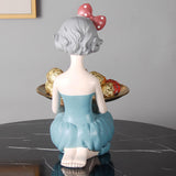 Maxbell Nordic Girl Resin Sculpture Storage key Decorative Desktop Decor Blue