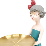 Maxbell Nordic Girl Resin Sculpture Storage key Decorative Desktop Decor Blue