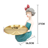 Maxbell Nordic Girl Resin Sculpture Storage key Decorative Desktop Decor Blue